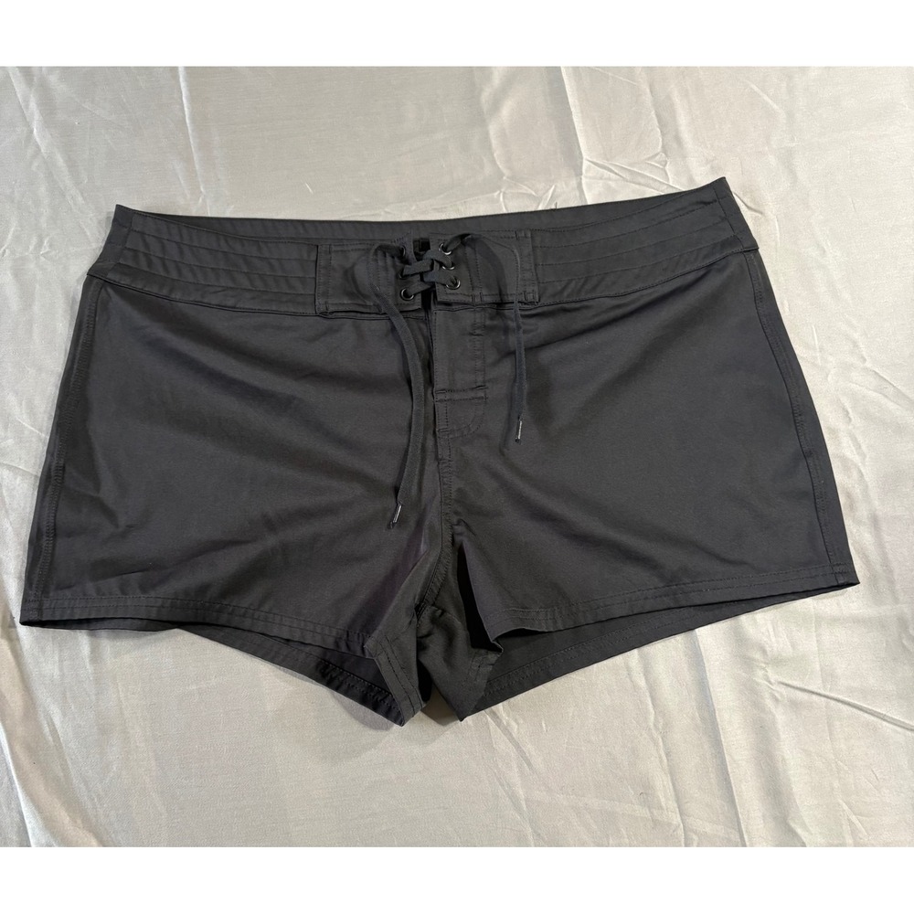 Island Escape Womens Black Board Shorts Swim Bottoms Lace Up 7600990 Size‎ 12